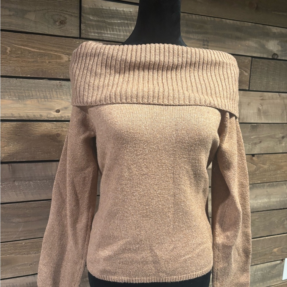 Old Navy Camel Off-Shoulder Sweater
